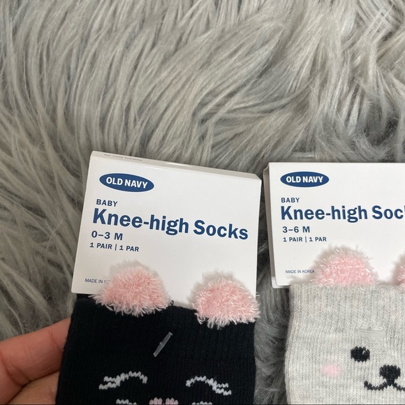 Old navy kitten face knee high socks - Picture 2 of 4